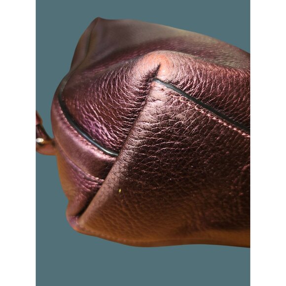 Coach Marlon Pebble Leather Metallic Wine Hobo Shoulder Crossbody Bag - Picture 9 of 16